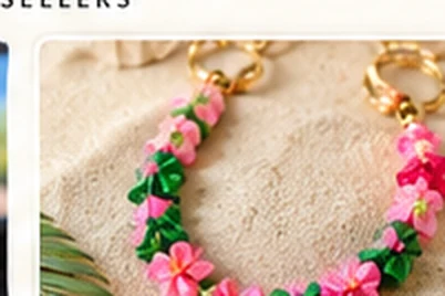 Floral purse charm on a brown bag